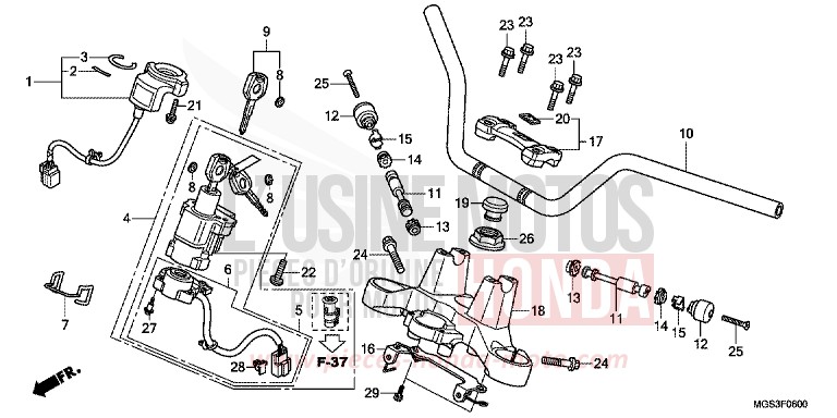 ROHRGRIFF/OBERE BRUECKE von NC700X Schaltgetriebe MAGNA RED (R201) von 2013